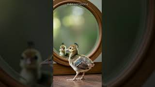 A Baby Peacock Seeing Its Reflection for the First Time 🦚✨👀#absurdanimals #shortsGermany #shortsUSA