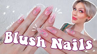 pink blush nails with silver chrome nail art - your sign to start doing your own nails!