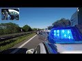Einsatzfahrt der Autobahnpolizei - durch Rettungsgasse zum Unfall - Polizei kommentiert - POV GoPro