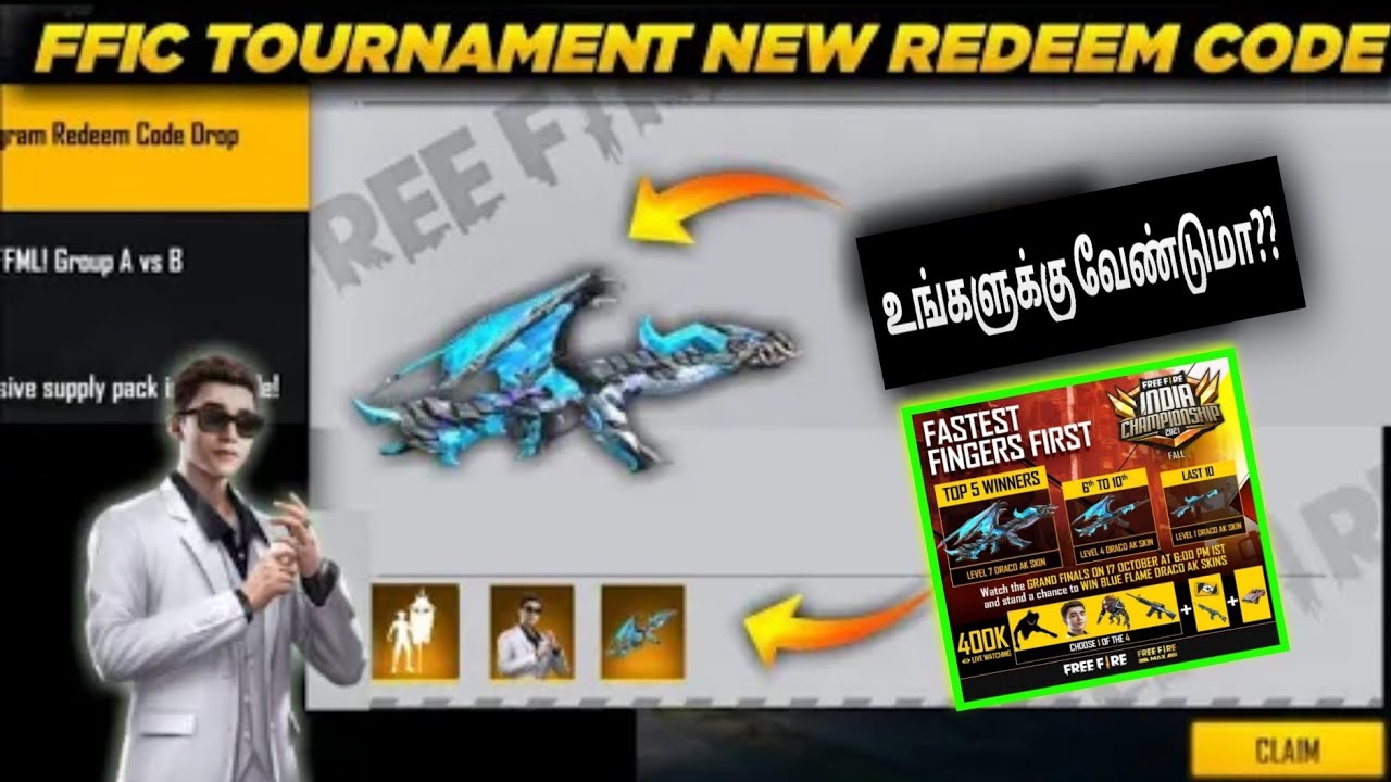 FFIC Final Redeem Code Free Draco Ak & Skyler para SAMSUNG,A3,A5,A6,A7,J2,J5,J7,S5,S6,S7,S9,A10,A20.