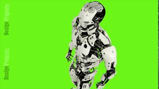 Robot android is presses the button. Realistic looped motion on green screen background. 4K.