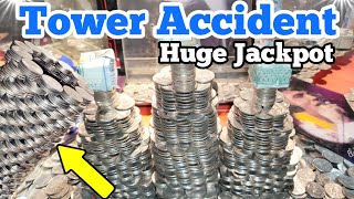 TOWER ACCIDENT JACKPOT Playing The High Limit Coin Pusher