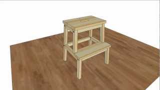 How to put put together IKEA Bekvam step stool whit Sketchup, Bekväm pall, IKEA Bekvam step stool whit Sketchup assembly ikea.