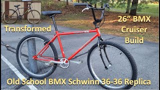 Incredible Transformation  Junk Mountain Bike to Old School BMX Schwinn 36/36 Replica 26' Cruiser