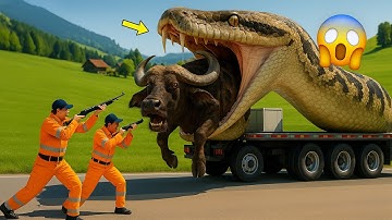 Heroic Rescue Team Battles Giant Python to Save Buffalo from Certain Death