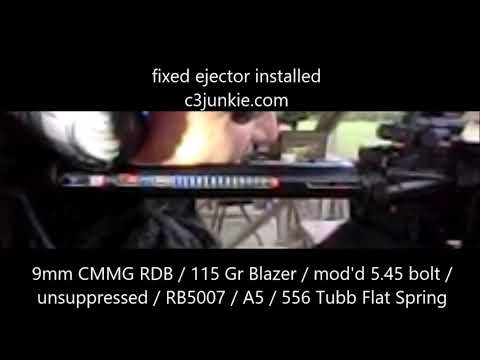 8" 9mm CMMG RDB, mod'd 5.45 bolt, UNsuppressed, fixed ejector RB5007