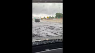 Heavy rain turns Highway 288 in Houston into river