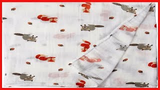 Lulujo Baby 100% Cotton Muslin Swaddle Blanket, 47 x 47 Inches, Forest Friends