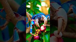 Blue Guardian of the Mangosteen Tree” #coconutcrab #nature #mangosteen #fruit