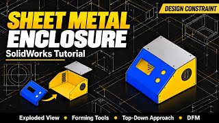 SolidWorks Sheet Metal Enclosure Tutorial for Beginners (Exploded view, Forming Tool in Easy steps)