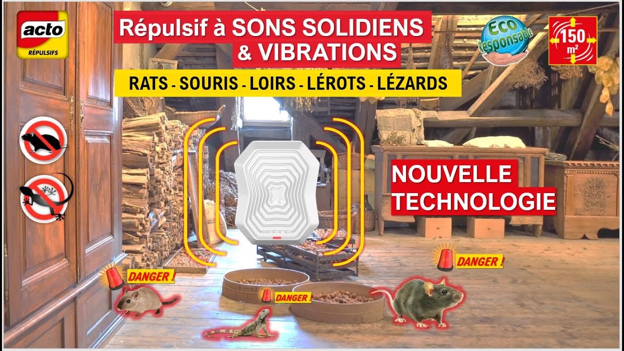 Répulsif Rat/Souris/Rongeur/Lézard Sons Solidiens/Vibrations - ACTO