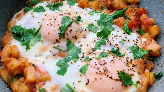 Eggs with Tomatoes \& Potatoes ~ Afghani Omelette 🍳  Easy Afghani Style Breakfast