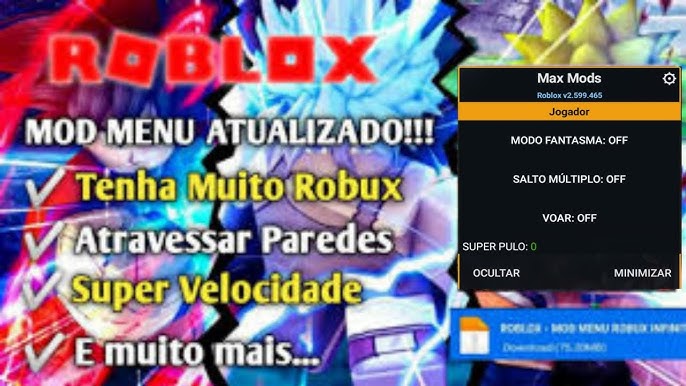 MOD MENU ROBUX GRÁTIS TUDO INFINITO TUDO LIBERADO NO ROBLOX ATUALIZADO -  LINK DIRETO VIA MEDIA FIRE 