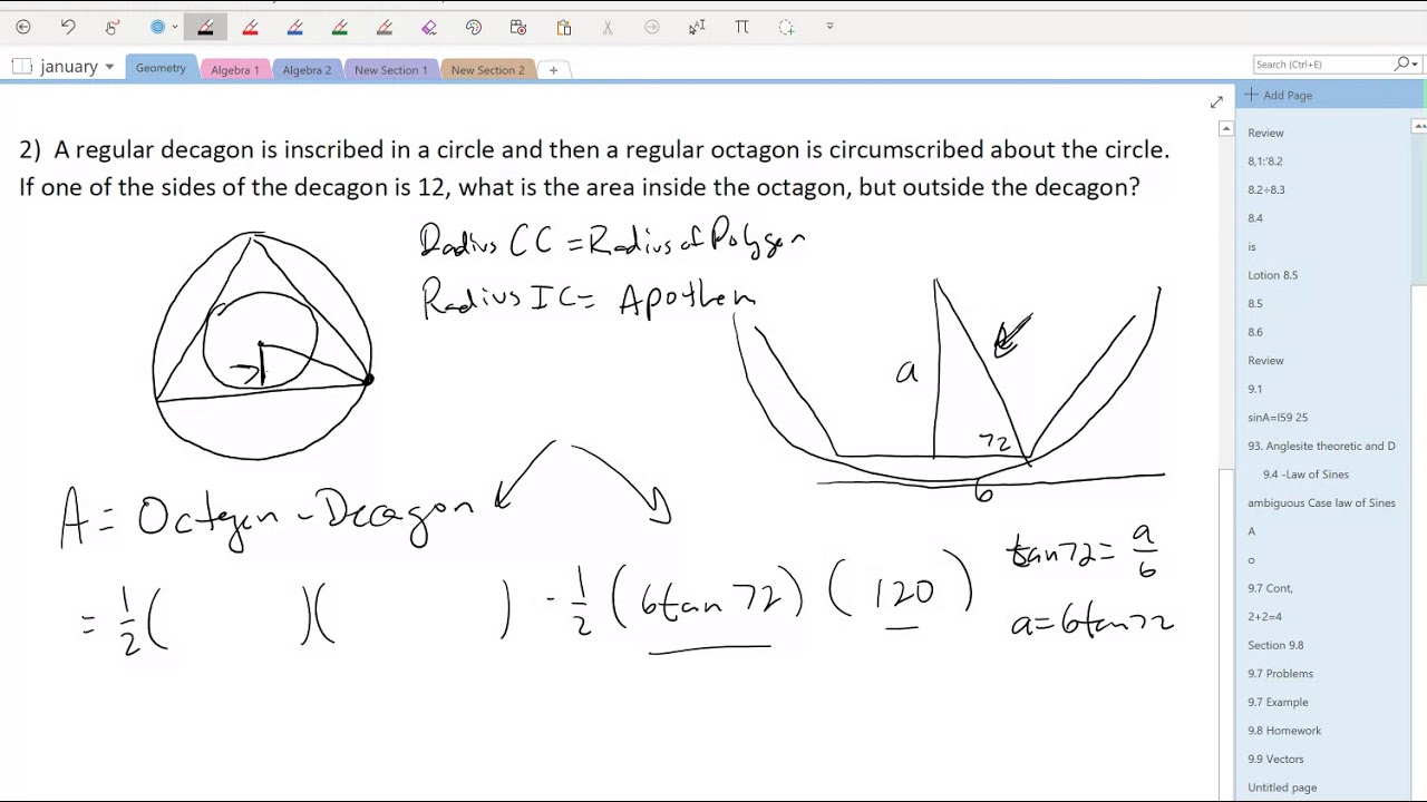 Geometry Ch9 Test Review Part 2 #2 - Tough Regular Polygon Problem ...
