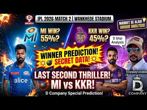 Ipl 2026 Match 2| Mi Vs Kkr Match 2 Prediction ๐ฅ | Mi Vs Kkr Ipl 2026 | Mi Vs Kkr Dream11 Prediction
