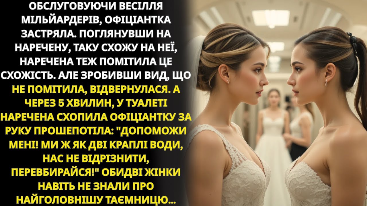 Офіціантка на весіллі мільярдерів побачила наречену, яка точнісінько схожа на неї