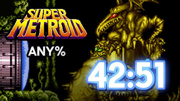 Super Metroid SNES Any% in 42:51 - Speedrun with ONE-ROUND PHANTOON