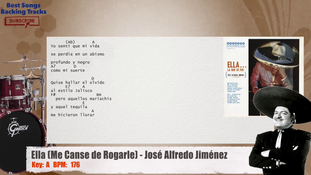 🥁 Ella (Me Canse de Rogarle) José Alfredo Jiménez Drums Backing Track