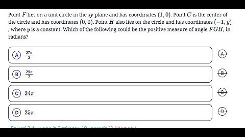 Point F lies on a unit circle in the xy-plane and has coordinates (1, 0). Point G is the center of