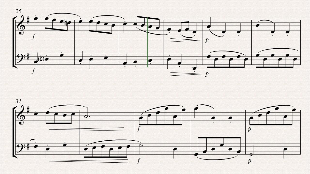 Score Minuet in G (Bach) Flute and Bassoon (duet) YouTube