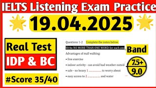 IELTS Listening Practice Test 19.04.2025 With Answers | IELTS Listening Practice Test