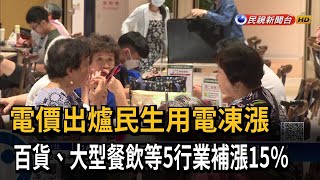 民生用電凍漲！ 百貨、大型餐飲、電影院5行業補漲15%－民視新聞