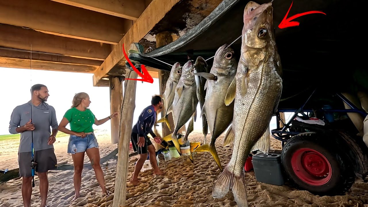 ACAMPAMENTO DEBAIXO DA PONTE, SAIU VARIEDADE DE PEIXE ATÉ ROBALO NÃO RESISTIU A ISCA DE DELE.