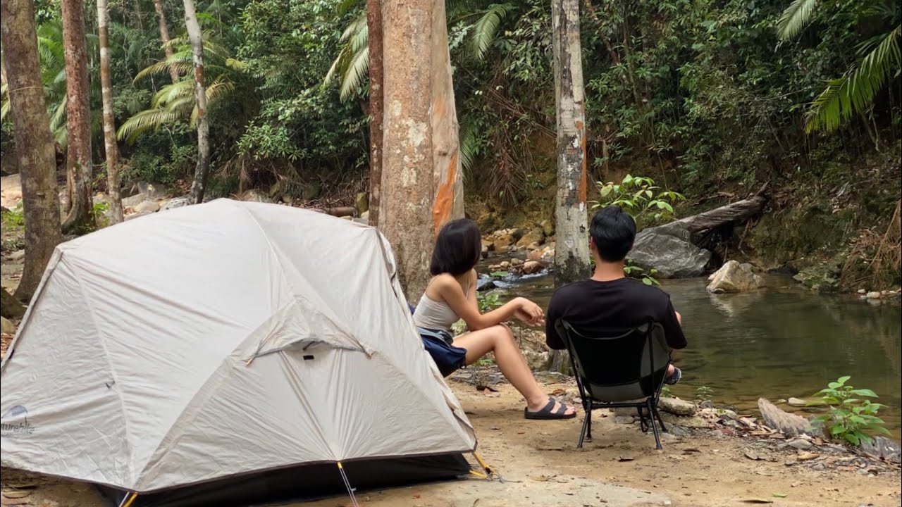 Camping by a RIVER in a Rainforest | Minimalist Campers | Johor Campsite | ASMR | Silent Vlog