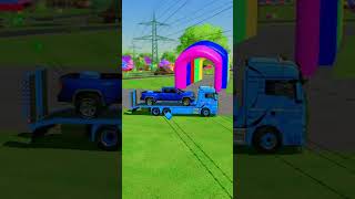 TRANSPORTING CARS, AMBULANCE, POLICE CARS, FIRE TRUCK OF COLORS! WITH TRUCKS! - FS 22