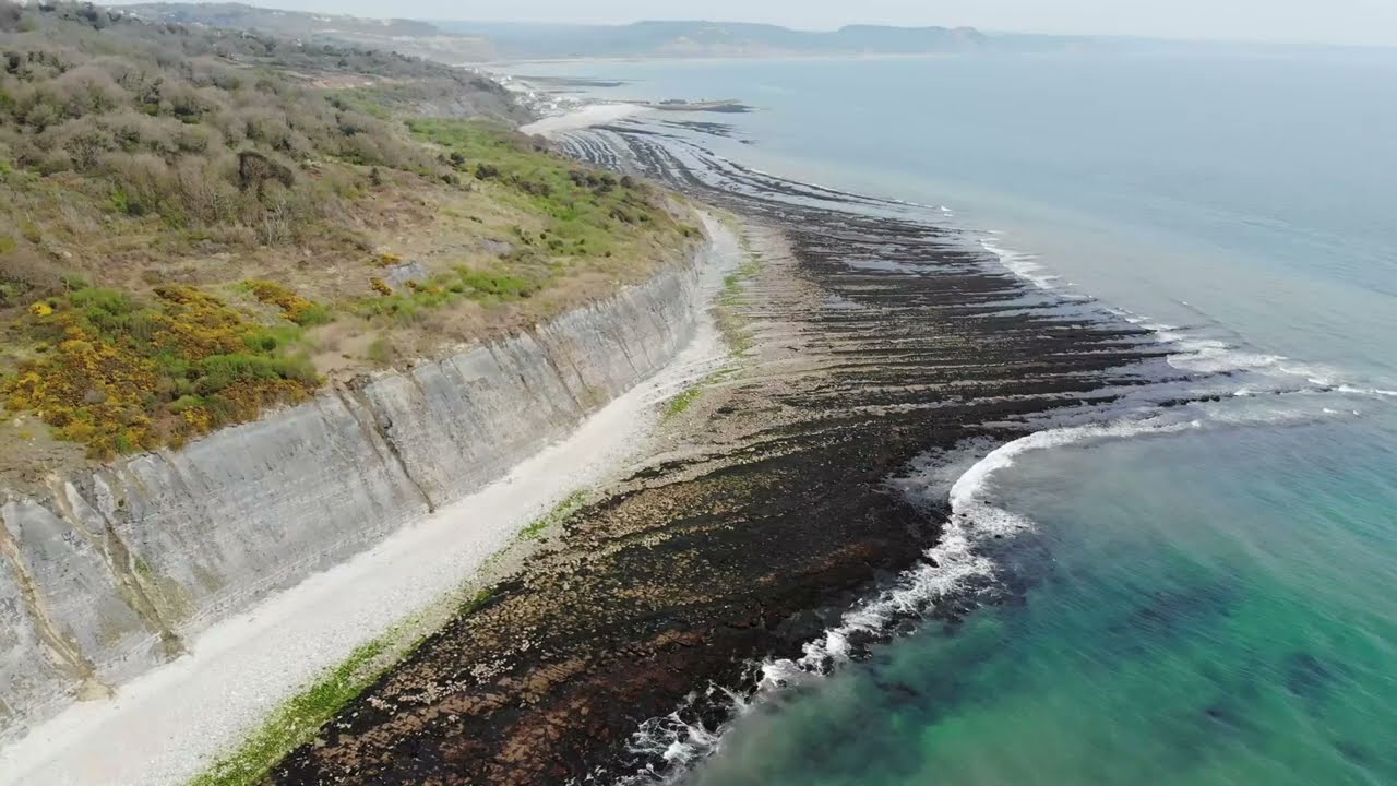 Axmouth to Lyme Regis Undercliffs National Nature Reserve 4k Drone Footage