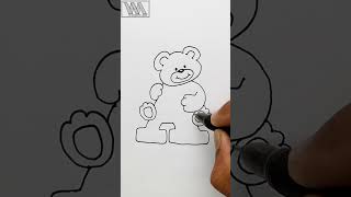 Teddy 🧸 with Alphabet A Shorts || Teddy holding alphabet a sketch || #simple #drawing #shorts