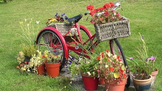 Велосипед С Цветами В Ландшафтном Дизайне, В Саду