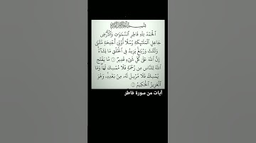 القران الكريم آيات من سورة فاطر   (اللهم اجعل القرآن ربيعا قلوبنا ونور صدورنا