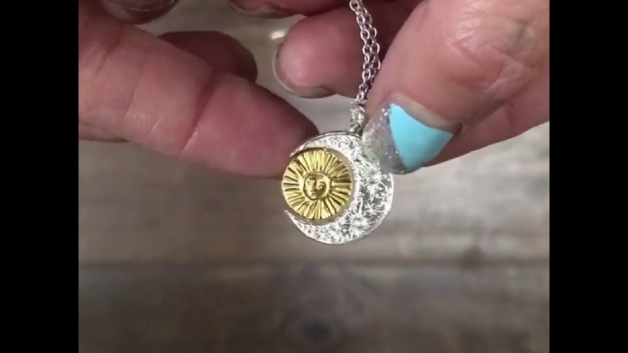 Crescent Moon & Sun Swivel Necklace | Silver x Gold | Celestial