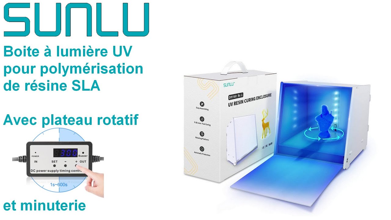 Boite à lumière UV Sunlu pour polymérisation de résine - Framboise