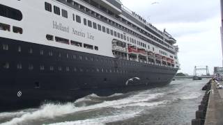 Cruise Liner "Rotterdam" (Holland America Line) departing Rotterdam for Norway on July 20, 2013