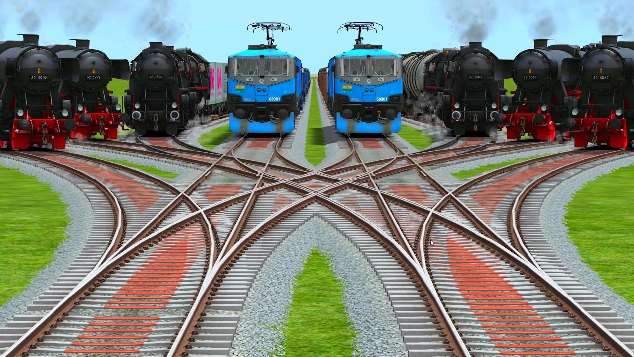 ☯️All Realistic TrainsRunAtCurveXRailroad || Trains Crossing || Indian Train Simulator 2021