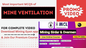 MCQs Based on Mine Ventilation part -1/Mining Gyan online classes