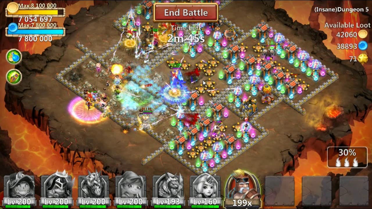 Castle Clash Insane Dungeon 5-3 3 flamed with Anubis and Espirita