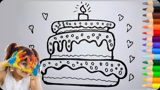 How to Draw a Birthday 🎂CakeEasy Step-by-Step Tutorial.for Kids |cake #cake #drawing #art #kidart