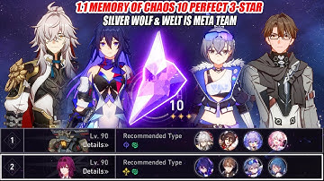 Honkai Star Rail 1.1 Memory of Chaos 10 Perfect 3-Star - E0S1 Jing Yuan & Seele & Welt Meta Team