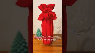 Eco-friendly gift wrapping for a wine bottle with Furoshiki #shorts #christmas #giftwrapping
