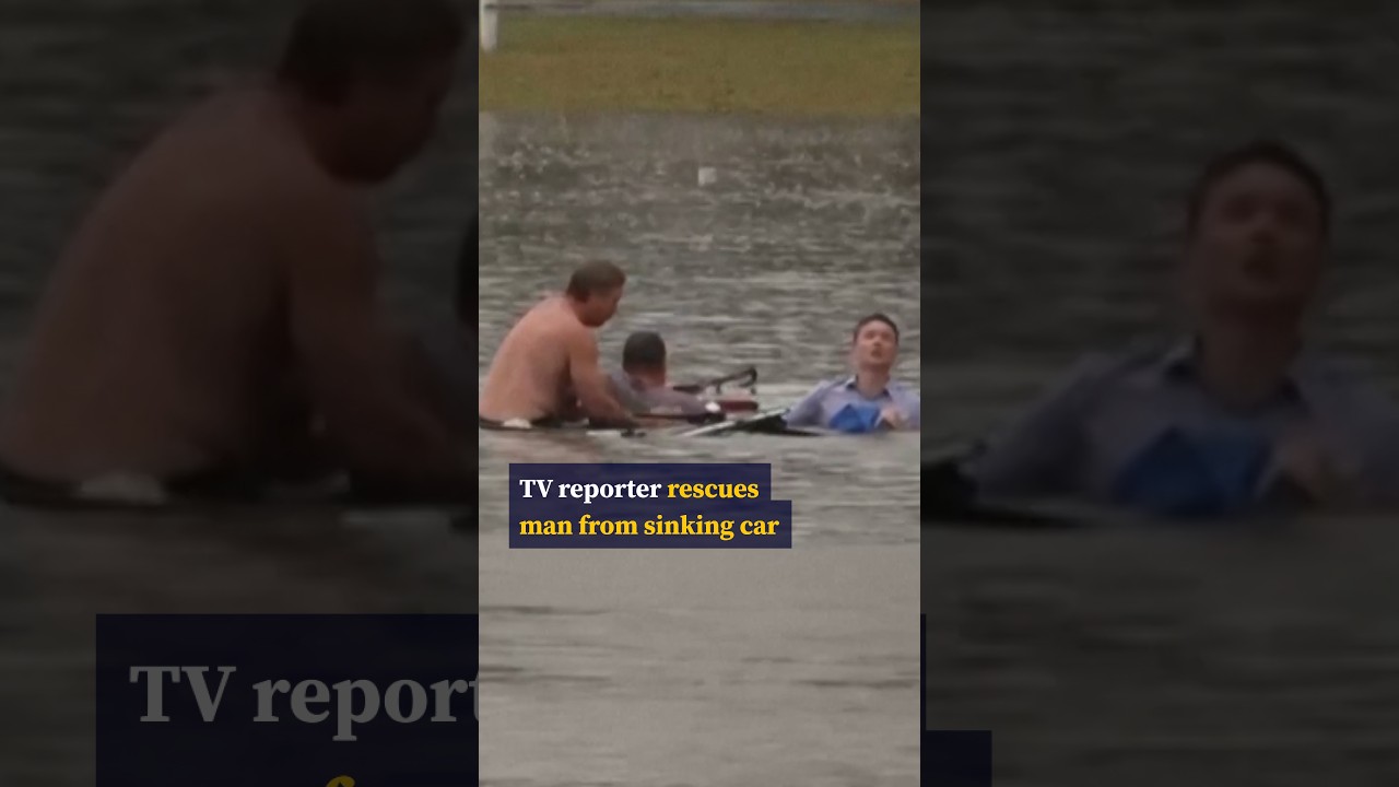 Australian TV reporter rescues man from sinking car during floods