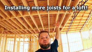 Installing joists for a loft! Pole barn house build #374