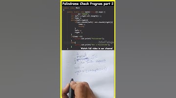 Palindrome program in java in Telugu part 2 #dsa #palindrome #coding #java #shorts