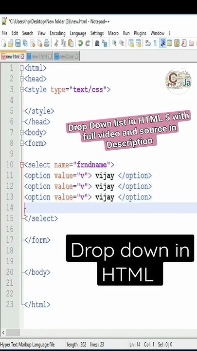 Drop Down list in Html 5|| Combo Box in Html with Full video and Source ...
