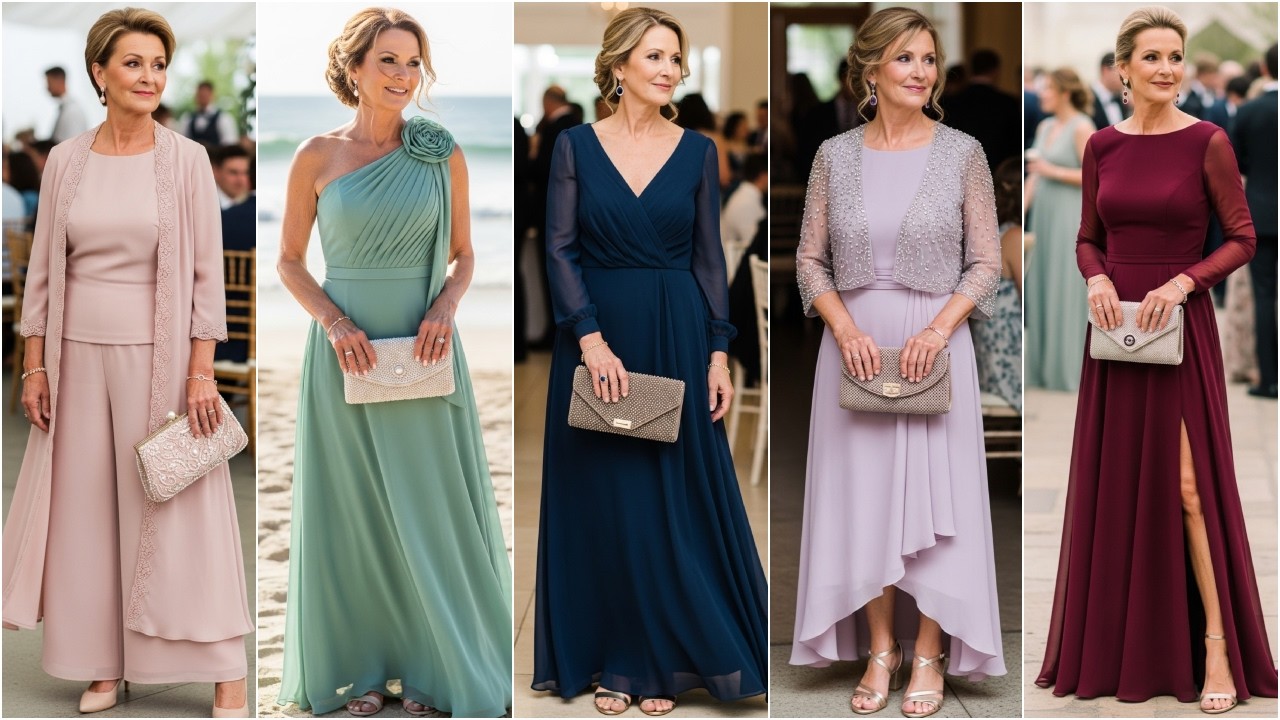 Mother of the Bride Chiffon Gowns 2026 | Elegant Mother of the Bride Dresses for Over 50s