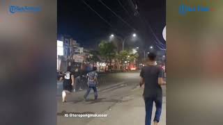 Detik-detik Perang Kelompok Pecah di Jl Urip Sumoharjo Makassar