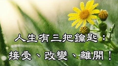 人生有三把钥匙：接受、改变、离开！ - 天天要闻