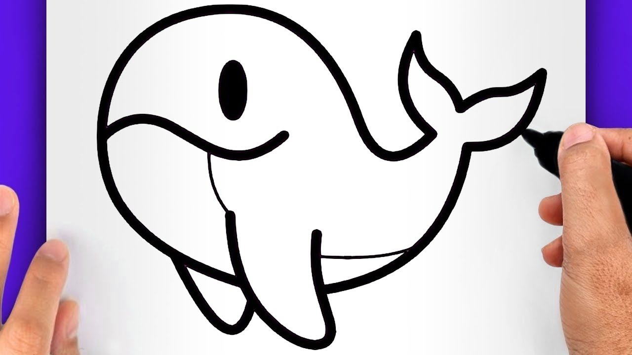 DESSIN FACILE | COMMENT DESSINER UNE BALEINE FACILEMENT - DESSIN DE ANIMAL MARIN FACILE
